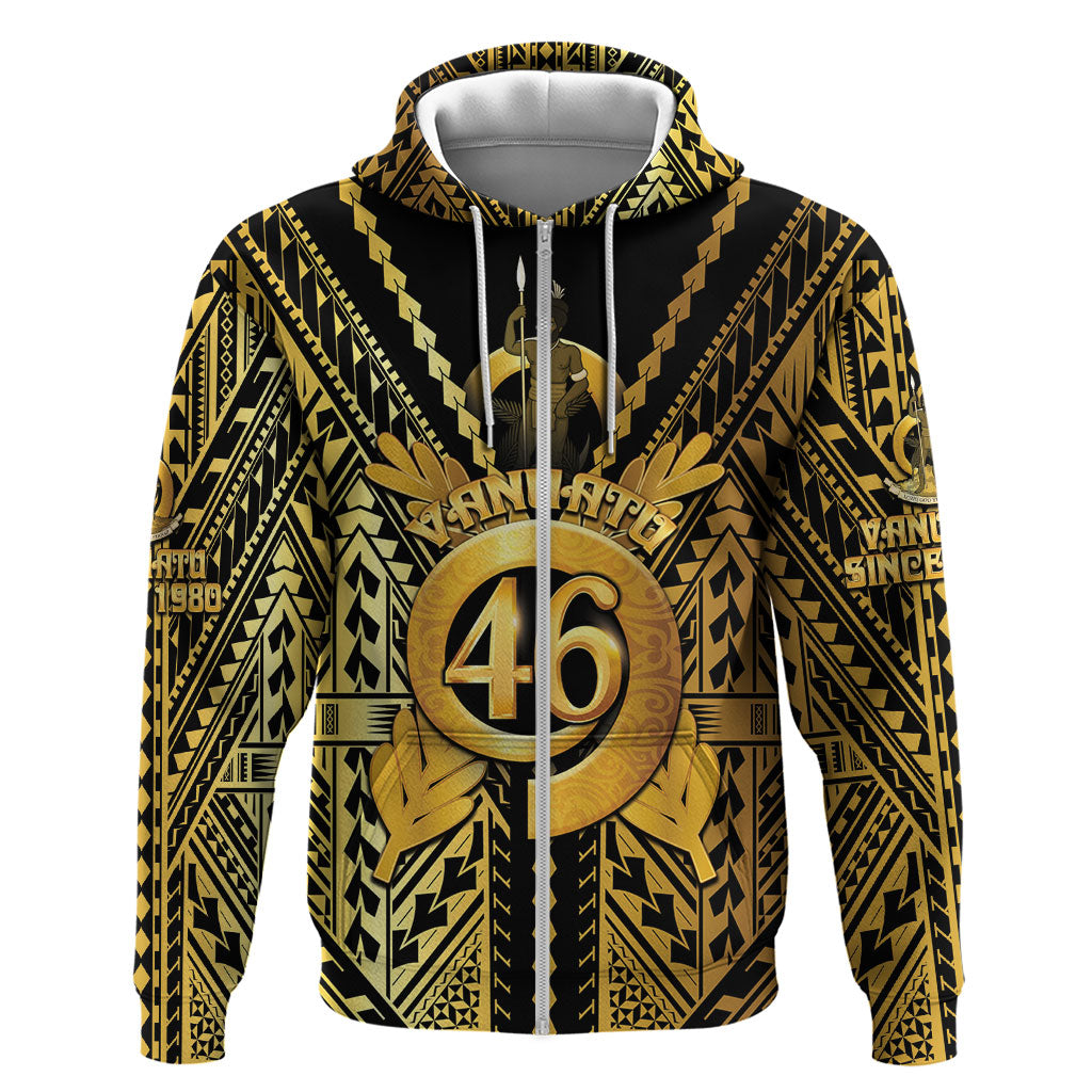 Vanuatu 46th Anniversary Of Independence Zip Hoodie Gold Style LT05 Zip Hoodie Gold - Polynesian Pride