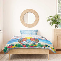 Hawaii And Japan Okinawa Bedding Set Aloha Gozaimasu Tiki With Shisa LT05 - Polynesian Pride