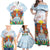 Hawaii And Japan Okinawa Family Matching Off Shoulder Maxi Dress and Hawaiian Shirt Aloha Gozaimasu Tiki With Shisa