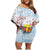 Hawaii And Japan Okinawa Family Matching Off Shoulder Short Dress and Hawaiian Shirt Aloha Gozaimasu Tiki With Shisa