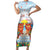 Hawaii And Japan Okinawa Family Matching Short Sleeve Bodycon Dress and Hawaiian Shirt Aloha Gozaimasu Tiki With Shisa