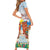 Hawaii And Japan Okinawa Family Matching Short Sleeve Bodycon Dress and Hawaiian Shirt Aloha Gozaimasu Tiki With Shisa