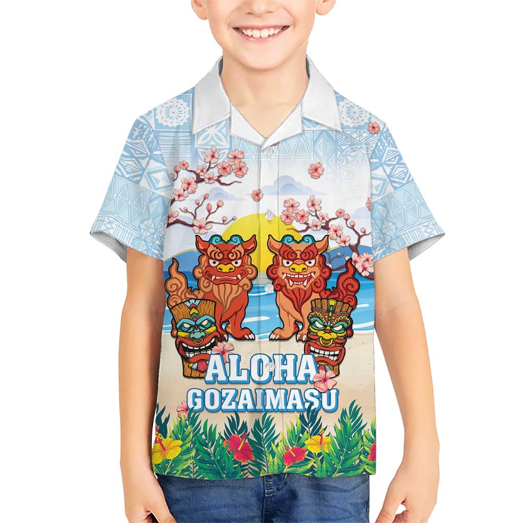 Hawaii And Japan Okinawa Hawaiian Shirt Aloha Gozaimasu Tiki With Shisa LT05 - Polynesian Pride