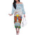 Hawaii And Japan Okinawa Off The Shoulder Long Sleeve Dress Aloha Gozaimasu Tiki With Shisa