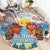 Hawaii And Japan Okinawa Round Carpet Aloha Gozaimasu Tiki With Shisa