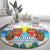 Hawaii And Japan Okinawa Round Carpet Aloha Gozaimasu Tiki With Shisa