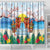 Hawaii And Japan Okinawa Shower Curtain Aloha Gozaimasu Tiki With Shisa