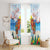 Hawaii And Japan Okinawa Window Curtain Aloha Gozaimasu Tiki With Shisa