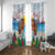 Hawaii And Japan Okinawa Window Curtain Aloha Gozaimasu Tiki With Shisa