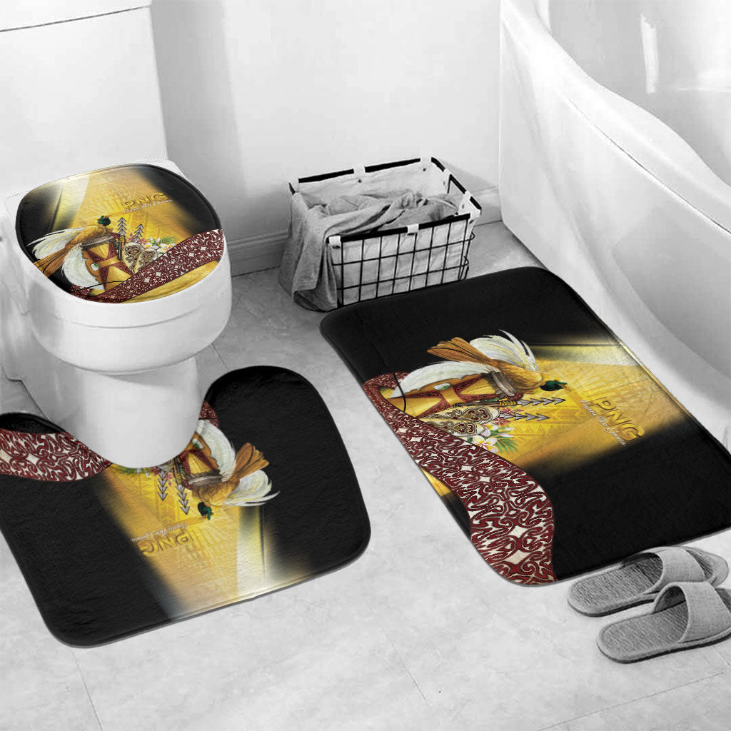 Papua New Guinea Bathroom Set Independence Day Unique Style LT05 Mat Set Only (3 pcs) One Size Gold - Polynesian Pride