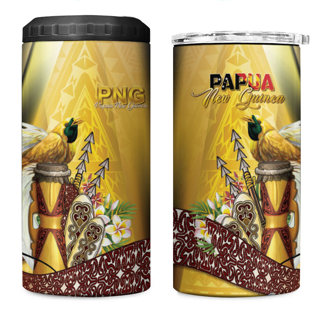 Papua New Guinea 4 in 1 Can Cooler Tumbler Independence Day Unique Style LT05 One Size: 16 oz Gold - Polynesian Pride