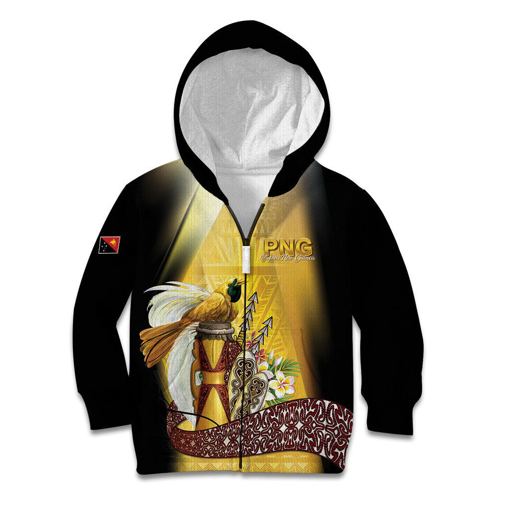 Papua New Guinea Kid Hoodie Independence Day Unique Style LT05 Zip Hoodie Gold - Polynesian Pride
