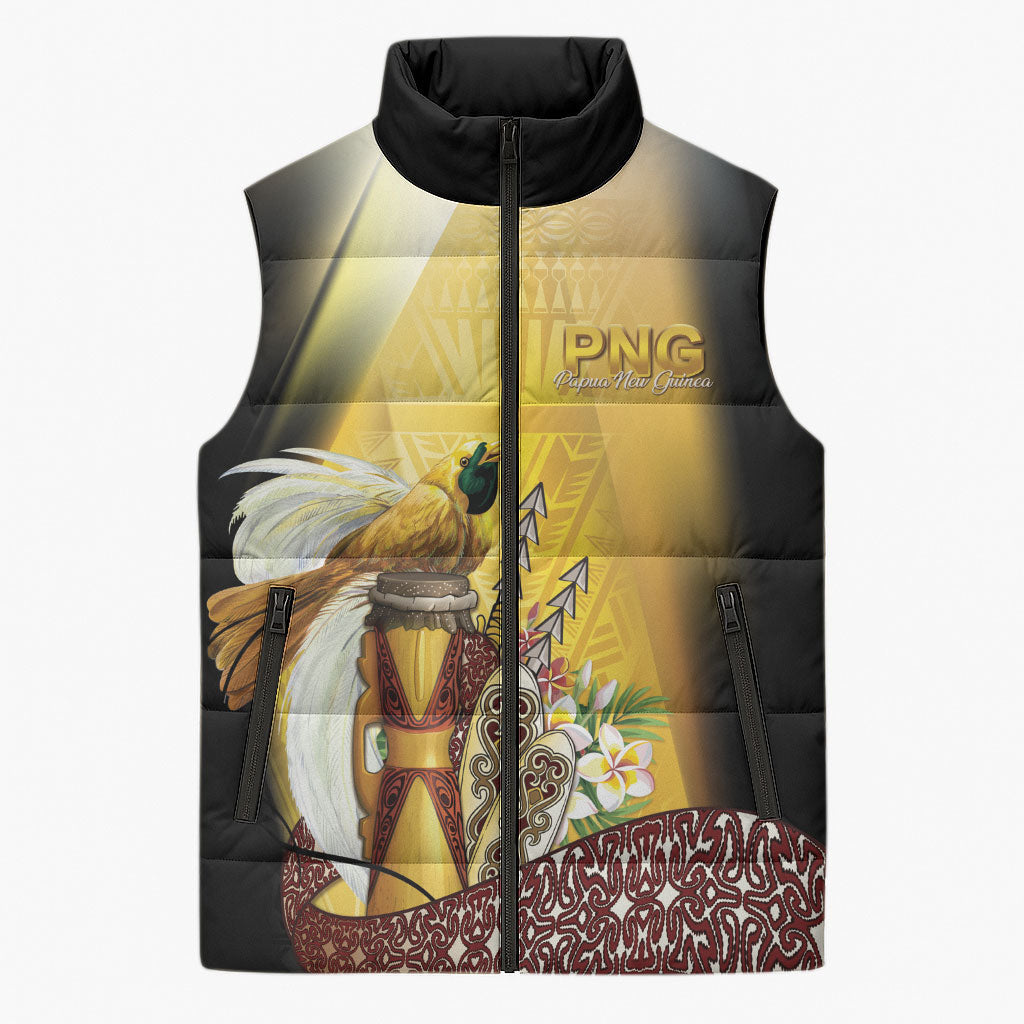 Papua New Guinea Sleeveless Puffer Jacket Independence Day Unique Style LT05 Unisex Gold - Polynesian Pride