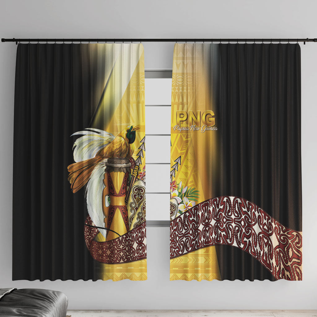 Papua New Guinea Window Curtain Independence Day Unique Style LT05 With Hooks Gold - Polynesian Pride