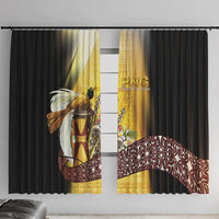 Papua New Guinea Window Curtain Independence Day Unique Style LT05 With Hooks Gold - Polynesian Pride