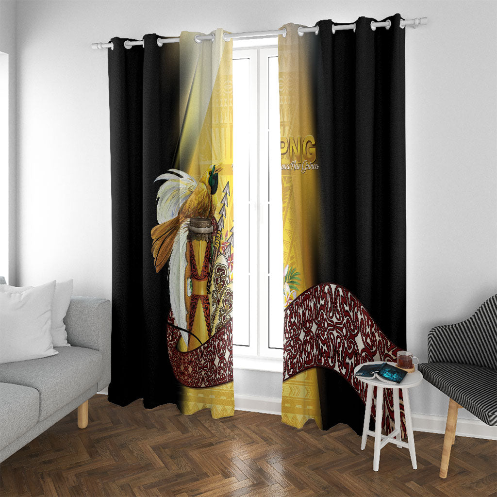 Papua New Guinea Window Curtain Independence Day Unique Style LT05 With Grommets Gold - Polynesian Pride