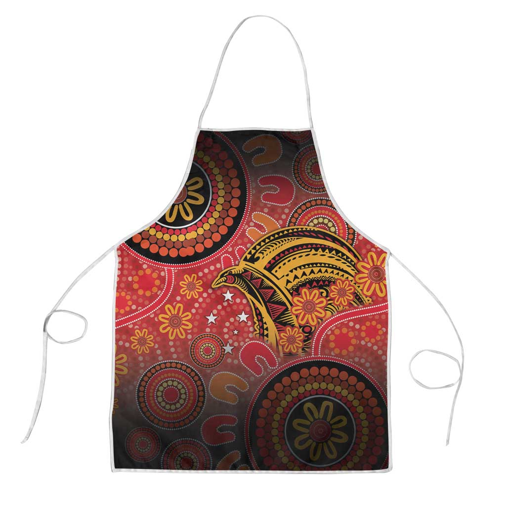 Papua New Guinea Apron Birds Of Paradise With Aboriginal Pattern LT05 Red - Polynesian Pride