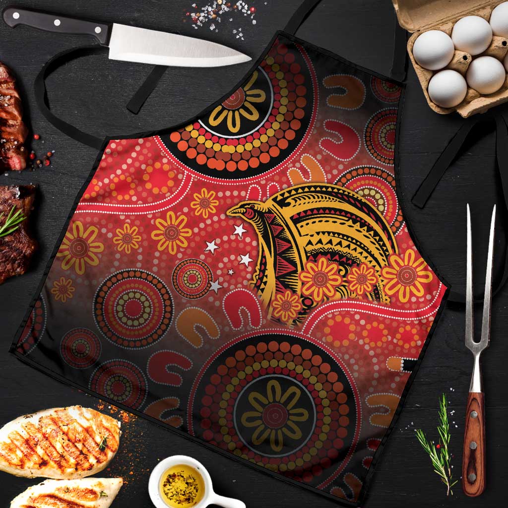 Papua New Guinea Apron Birds Of Paradise With Aboriginal Pattern LT05 Red - Polynesian Pride