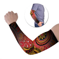 Papua New Guinea Arm Sleeves Birds Of Paradise With Aboriginal Pattern LT05 Set of 2 Red - Polynesian Pride