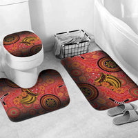 Papua New Guinea Bathroom Set Birds Of Paradise With Aboriginal Pattern LT05 Mat Set Only (3 pcs) One Size Red - Polynesian Pride