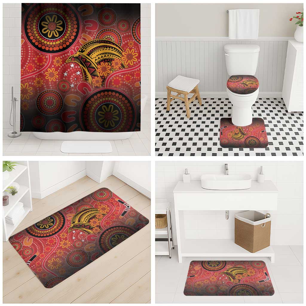 Papua New Guinea Bathroom Set Birds Of Paradise With Aboriginal Pattern LT05 - Polynesian Pride