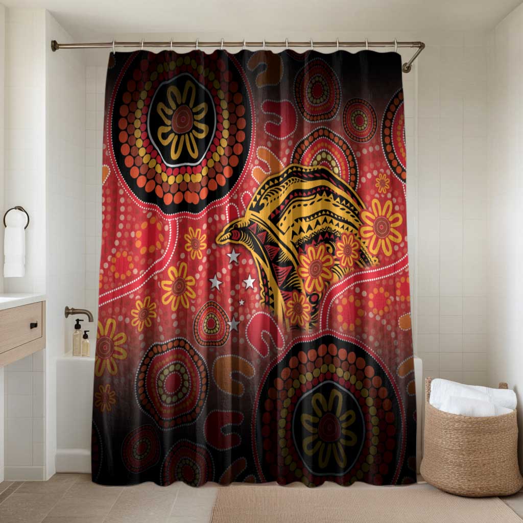 Papua New Guinea Bathroom Set Birds Of Paradise With Aboriginal Pattern LT05 Shower Curtain Only Red - Polynesian Pride