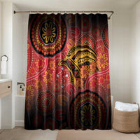 Papua New Guinea Bathroom Set Birds Of Paradise With Aboriginal Pattern LT05 Shower Curtain Only Red - Polynesian Pride