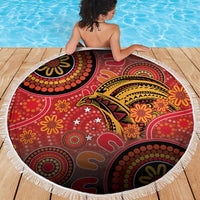 Papua New Guinea Beach Blanket Birds Of Paradise With Aboriginal Pattern LT05 - Polynesian Pride