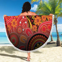 Papua New Guinea Beach Blanket Birds Of Paradise With Aboriginal Pattern LT05 - Polynesian Pride