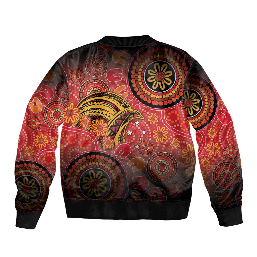 Papua New Guinea Bomber Jacket Birds Of Paradise With Aboriginal Pattern LT05 - Polynesian Pride