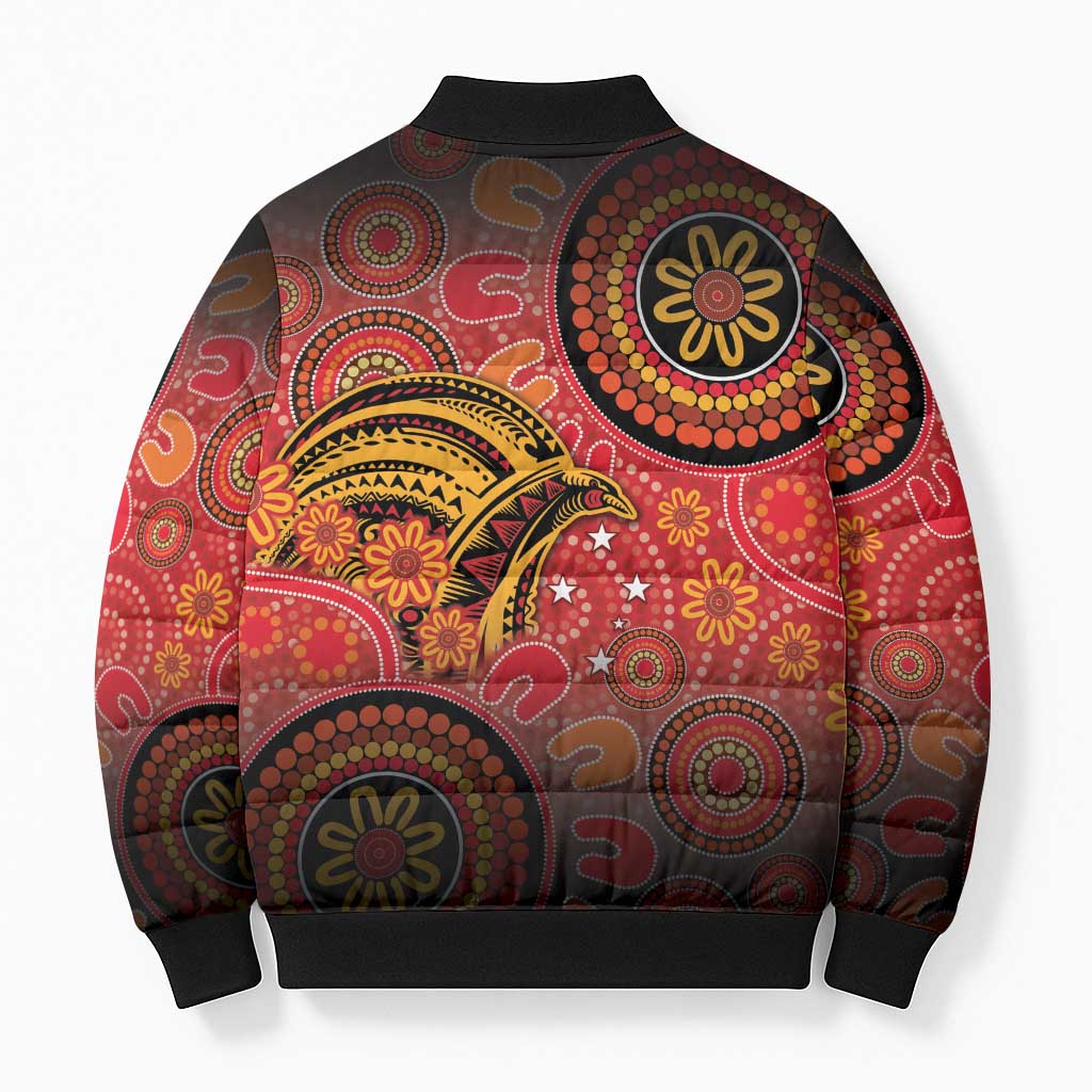 Papua New Guinea Bomber Puffer Jacket Birds Of Paradise With Aboriginal Pattern LT05 - Polynesian Pride