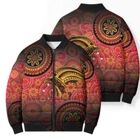Papua New Guinea Bomber Puffer Jacket Birds Of Paradise With Aboriginal Pattern LT05 - Polynesian Pride