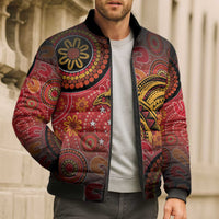 Papua New Guinea Bomber Puffer Jacket Birds Of Paradise With Aboriginal Pattern LT05 - Polynesian Pride