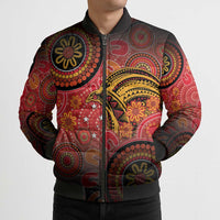 Papua New Guinea Bomber Puffer Jacket Birds Of Paradise With Aboriginal Pattern LT05 - Polynesian Pride