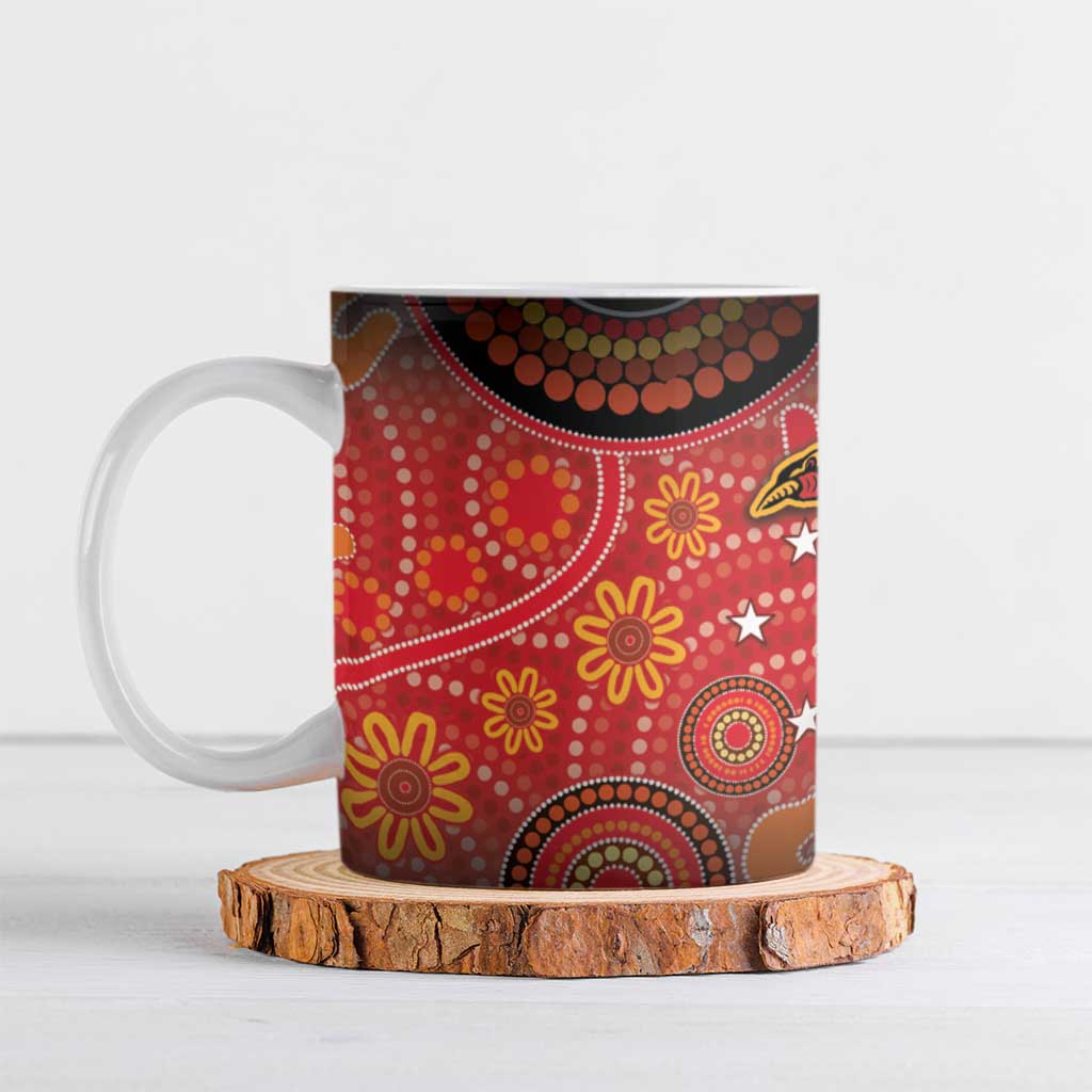 Papua New Guinea Ceramic Mug Birds Of Paradise With Aboriginal Pattern LT05 Red - Polynesian Pride