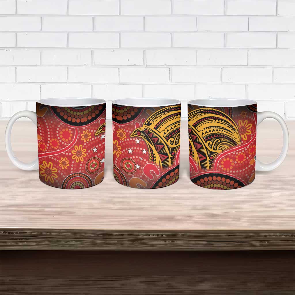 Papua New Guinea Ceramic Mug Birds Of Paradise With Aboriginal Pattern LT05 - Polynesian Pride