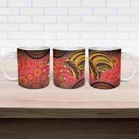 Papua New Guinea Ceramic Mug Birds Of Paradise With Aboriginal Pattern LT05 - Polynesian Pride