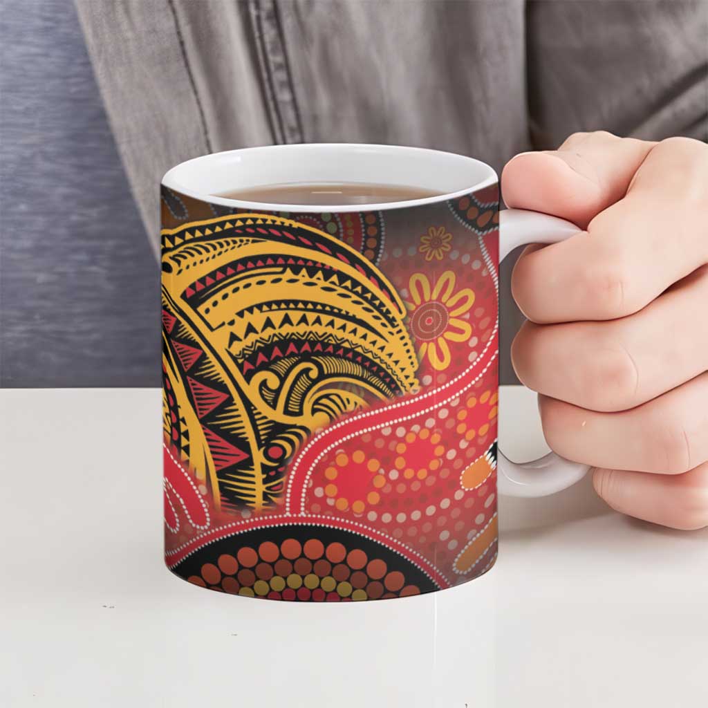 Papua New Guinea Ceramic Mug Birds Of Paradise With Aboriginal Pattern LT05 - Polynesian Pride