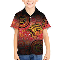 Papua New Guinea Kid Hawaiian Shirt Birds Of Paradise With Aboriginal Pattern LT05 Kid Red - Polynesian Pride