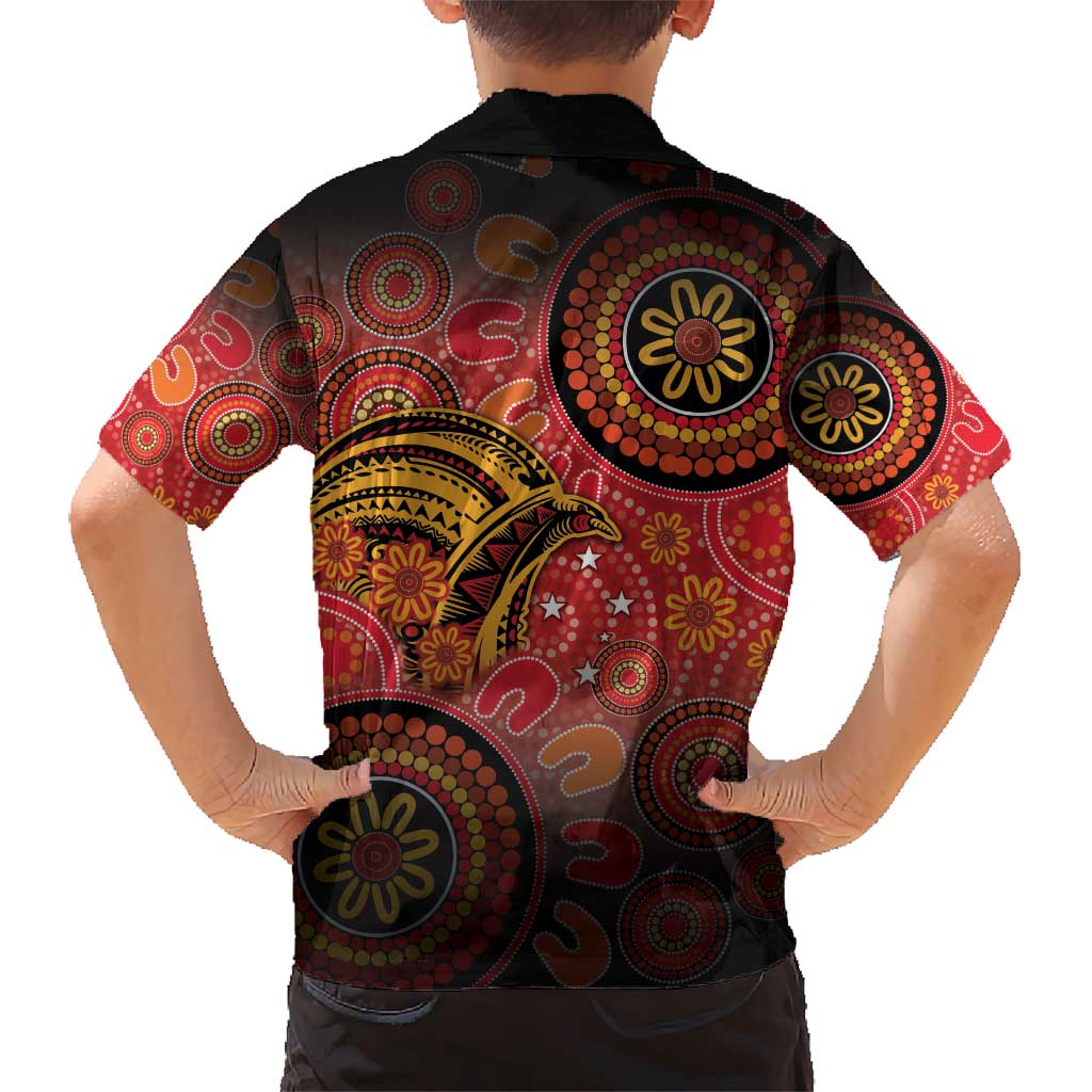 Papua New Guinea Kid Hawaiian Shirt Birds Of Paradise With Aboriginal Pattern LT05 - Polynesian Pride