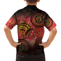 Papua New Guinea Kid Hawaiian Shirt Birds Of Paradise With Aboriginal Pattern LT05 - Polynesian Pride