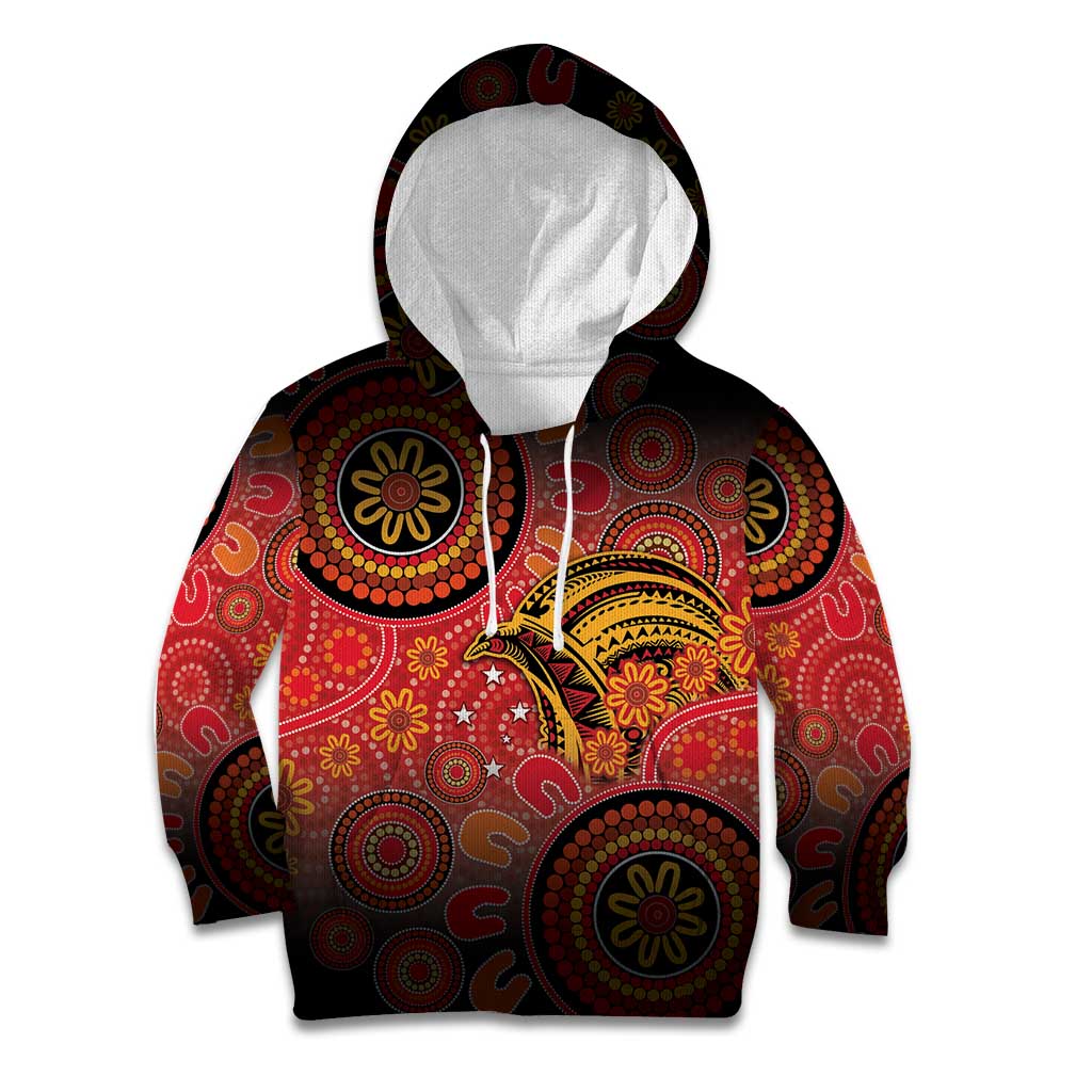 Papua New Guinea Kid Hoodie Birds Of Paradise With Aboriginal Pattern LT05 Hoodie Red - Polynesian Pride