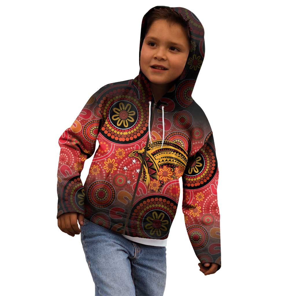 Papua New Guinea Kid Hoodie Birds Of Paradise With Aboriginal Pattern LT05 - Polynesian Pride