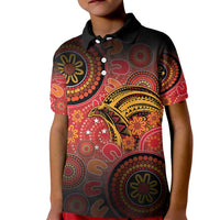 Papua New Guinea Kid Polo Shirt Birds Of Paradise With Aboriginal Pattern LT05 Kid Red - Polynesian Pride