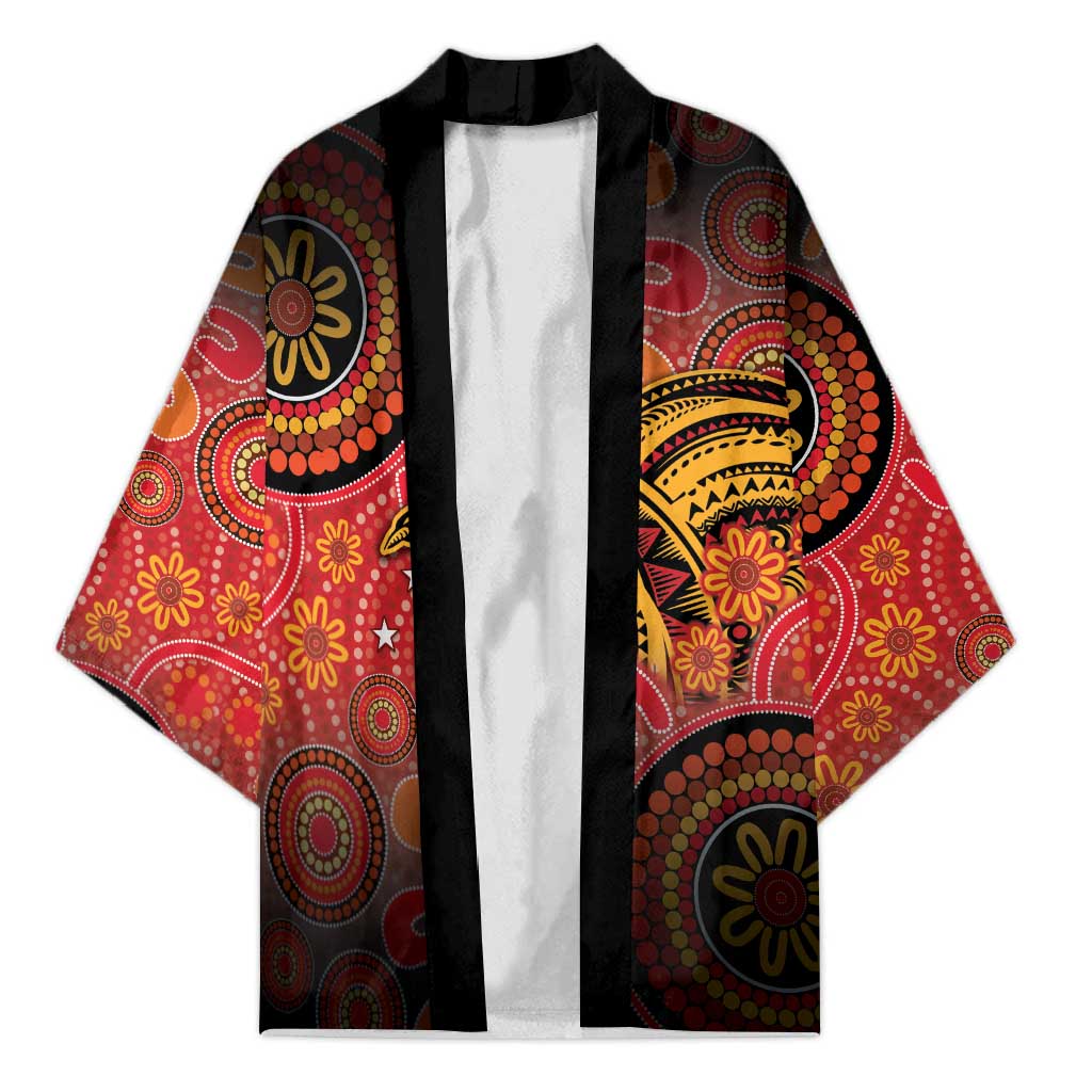 Papua New Guinea Kimono Birds Of Paradise With Aboriginal Pattern LT05 Unisex Red - Polynesian Pride