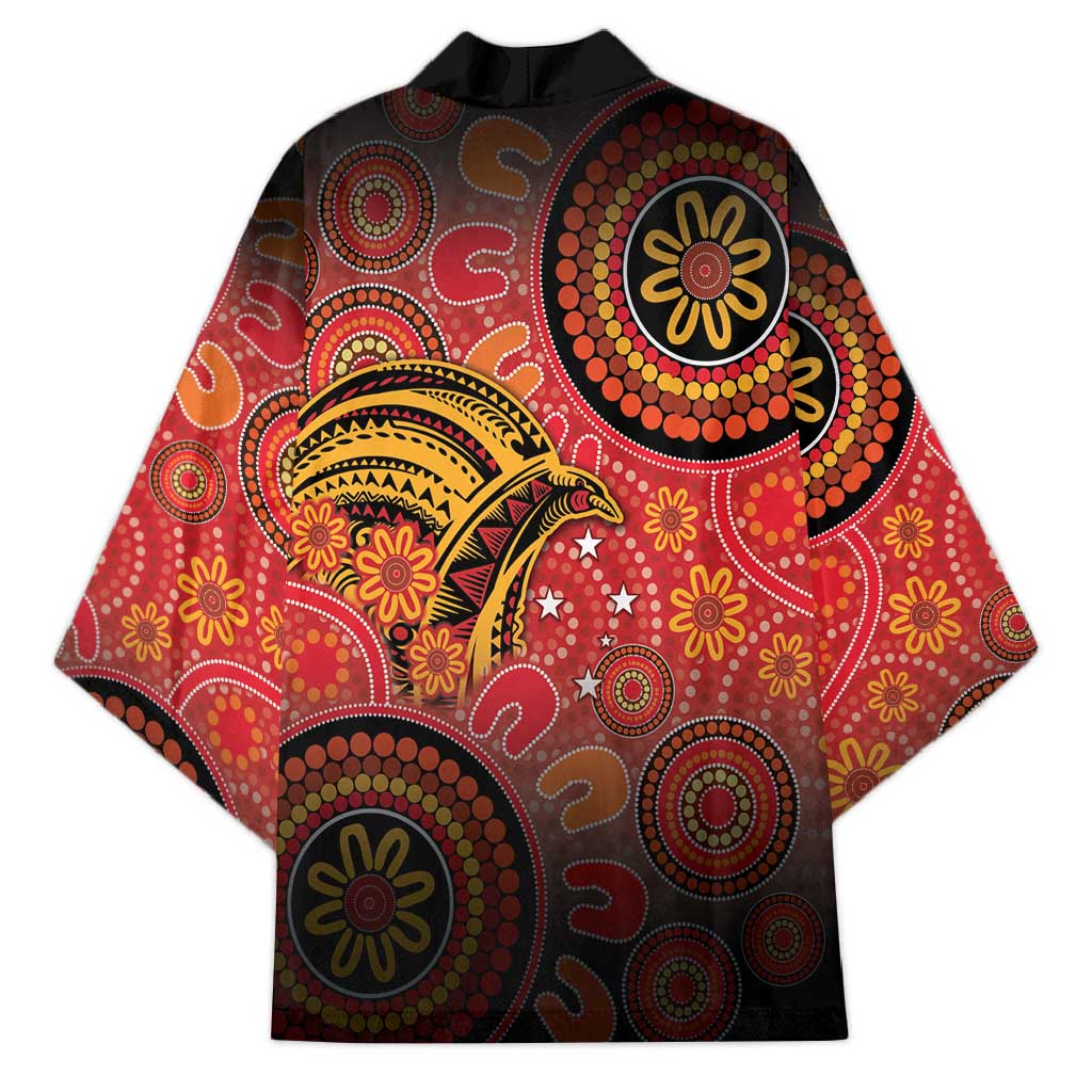 Papua New Guinea Kimono Birds Of Paradise With Aboriginal Pattern LT05 - Polynesian Pride