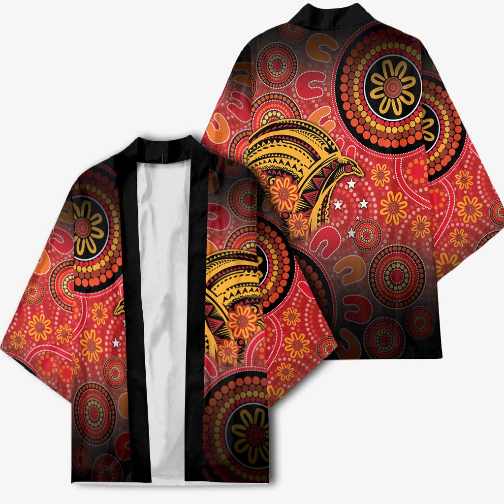 Papua New Guinea Kimono Birds Of Paradise With Aboriginal Pattern LT05 - Polynesian Pride