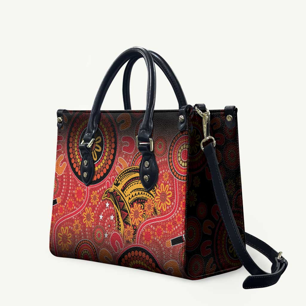 Papua New Guinea Leather Bag Birds Of Paradise With Aboriginal Pattern LT05 Red - Polynesian Pride