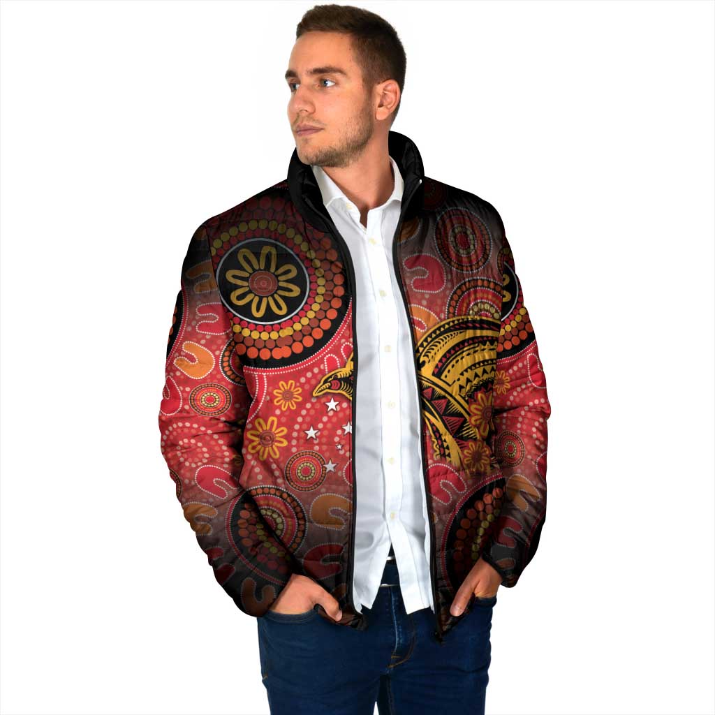 Papua New Guinea Padded Jacket Birds Of Paradise With Aboriginal Pattern LT05 - Polynesian Pride