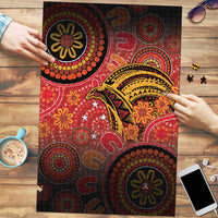 Papua New Guinea Puzzle Birds Of Paradise With Aboriginal Pattern LT05 Red - Polynesian Pride